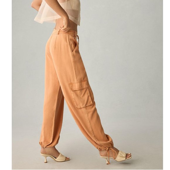 Anthropologie On the Road Drawstring Ankle Cargo Pants Orange - S - Picture 3 of 11